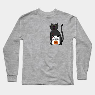 Small Vampire Cat with Halloween Horror Card Long Sleeve T-Shirt